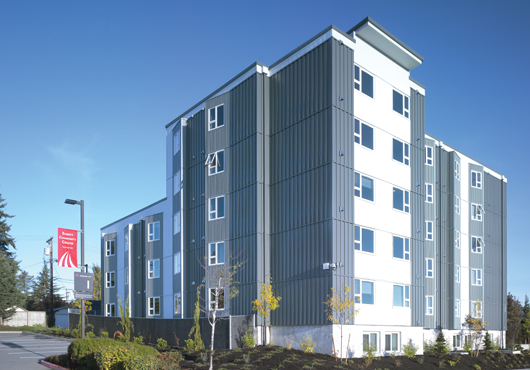 In addition to commercial projects, Kirtley-Cole Associates LLC serves the education sector. Shown, Mountain View Hall, student housing at Everett Community College in Everett, Washington. 